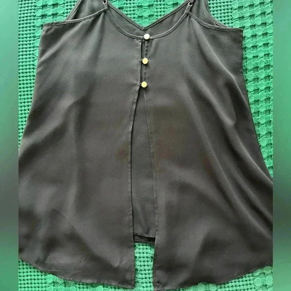 *FREE* Tristan Black Sleeveless Top | Open Back, Gold Button Detail, Fully Lined - Picture 7 of 8